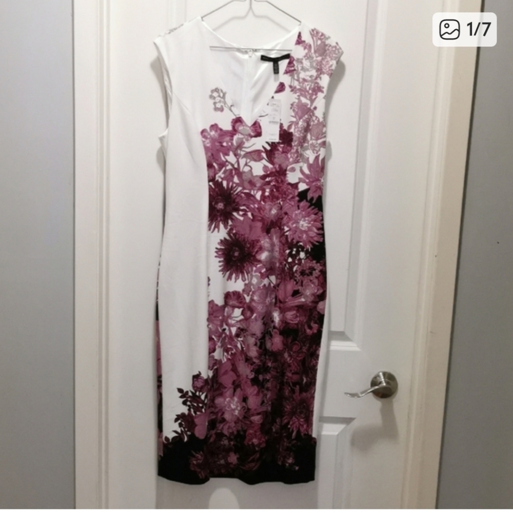 White House Black Market Floral Midi Dress in Pink and White - Picture 8 of 8